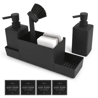Immagine prodotto di Organizzatore da cucina con dispenser per sapone e portaspugna, set da 8 pezzi