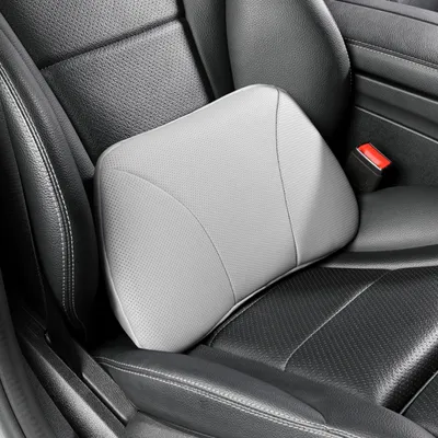 Image de Omgoods - Coussin lombaire ergonomique en cuir véritable et en mousse à mémoire de forme - Gris