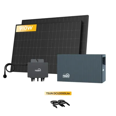 Produktbild von TSUN DCU2000Lite mit 800W Mikrowechselrichter & Astronergy 910W Solarmodule, 2400W PV Input & Dual MPPT Balkonkraftwerk Speicher (0% MwSt)