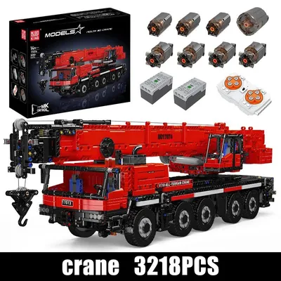 Produktbild von Kran-Lkw-Bausatz - Modell 17074 - Fernsteuerung - LTM 1110 - Lithiumakku - Kleine Bausteine - Rot