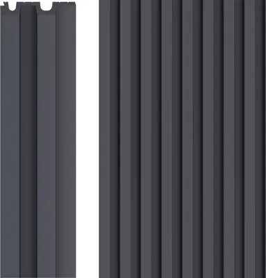 Produktbild von VOX Lamellenwand LINERIO - 3D MDF Wandpaneel - Akustikplatte - 2,65m x 12 - L-LINE - Anthrazit
