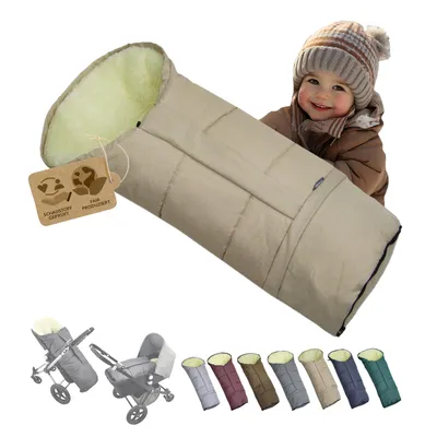 Produktbild von BAMBINIWELT Winterfusssack in Mumienform für Kinderwagen, Jogger, Buggy oder Schlitten, aus Wolle, Größe anpassbar, MUMIE MELIERT BEIGE