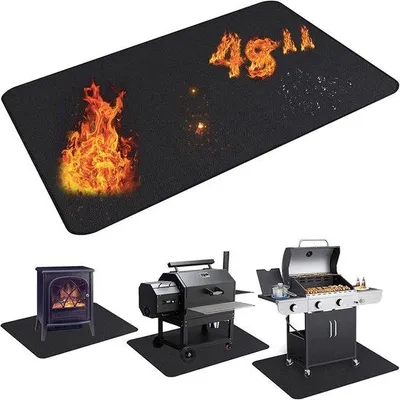 Obrázek produktu pro Ibenzoa® Grilovací podložka (podložka na gril) – 96 x 122 cm – odolná vůči ohni a vodě, vyrobená ze skleněných vláken, odolná vůči vysokým teplotám (až 2000 °C), protiskluzová a odolná vůči olejům, oboustranná silikonová povrchová úprava