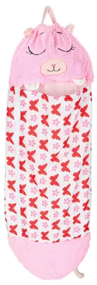 Produktbild von Schlafsack für Kinder, ideal für Reisen, mit integriertem Kissen (2-in-1), 125x50 cm, rosa