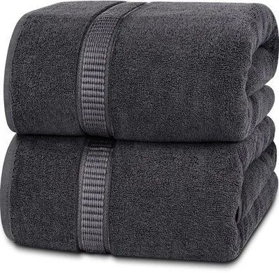 Productafbeelding van Unyqoos® Extra groot luxe handdoek, 90 x 180 cm, 100% ringgesponnen katoen, zacht en absorberend, met ophangoog voor sauna en badkamer