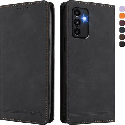 Image de Etui pour Samsung Galaxy A04/A04s/A13 5G/A13 4G, étui rétro en cuirPolyuréthaneavec support et fentes pour cartes de crédit Noir