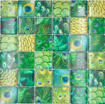 Produktbild von Mosaikfliese Glasmosaik Kombi Forest grün Küchenrückwand Bad MOS78-W88