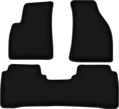 Image de Tapis de sol velours sur-mesure pour Hyundai SantaFe I (2000-2006, SUV) noir, jeu 3 pièces, fixations