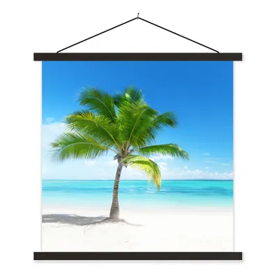 Produktbild von MuchoWow® Textilposter Palme - Strand - Meer - Sommer 40x40 cm mit schwarzem Rahmen - Fotos