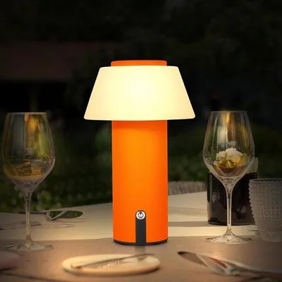 Obrázek produktu pro Bezdrátová stolní LED lampa, dotykový stmívač, napájení z akumulátoru, teplá bílá, vodotěsná, oranžová
