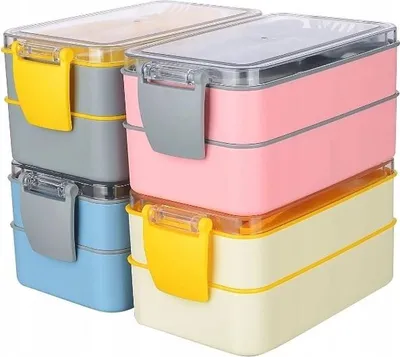 Zdjęcie produktu dla Pojemnik Podwójny Na Lunch Ze Sztućcami