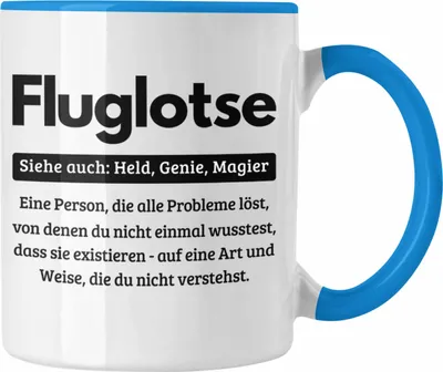 Produktbild von Trendation - Fluglotse Tasse Geschenk Spruch für Fluglotsen Geschenkidee Kaffee-Becher (Blau)