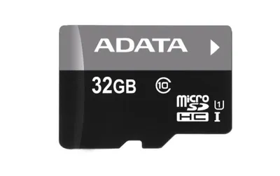 Zdjęcie produktu dla Karta pamięci ADATA Premier microSDHC UHS-I U1 Class 10 32 GB (32 768 MB), Micro Secure Digital High-Capacity (MicroSDHC), prędkość odczytu 30 MB/s, wersja próbna programu Norton Internet Security, waga 0,25 g, grubość 11 mm