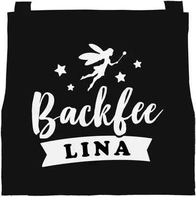 Produktbild von personalisierte Kinderschürze mit Namen Backfee Küchenschürze Backschürze Mädchen SpecialMe® schwarz 6-10 Jahre