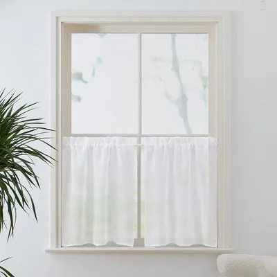 Produktbild von Ibenzoa® Transparente Scheibengardinen 2er-Set, Kurzvorhänge Leinenoptik 60×60 cm, 100% Polyester – lichtdurchlässig, leichter Sichtschutz für Küche