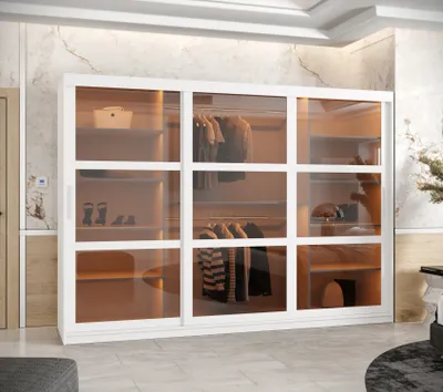 Produktbild von Kleiderschrank KATIE 3 - 250 cm, weiß/silber