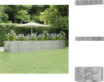 Immagine prodotto di vidaXL Letto rialzato argento 447x140x68 cm Acciaio verniciato a polvere - Vasi e fioriere