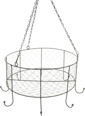 Produktbild von Kräuterkrone "Nostalgie" aus Metall, grau, Ø 35 cm, Deckenkrone mit 8 Haken, Küchenkrone, Kräuterhänger