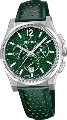 Produktbild von Festina Herrenuhr Swiss Made Armbanduhr Leder grün D2UF20060/3