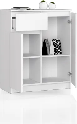 Produktbild von BDW, Kommode 1 Schublade & 2 Türen, 80x99x40 cm, Sideboard, Weiß