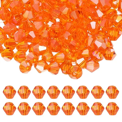 400 Bicone-Glasperlen 4 mm facettiert hellorange