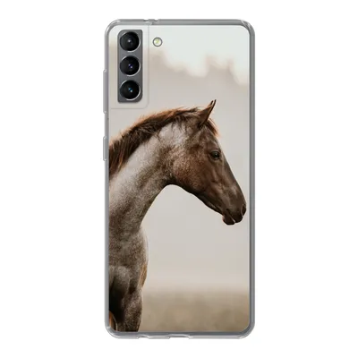 Produktbild von MuchoWow® Handyhülle Schutzhülle Hülle für Samsung Galaxy S21 Plus Pferd - Nebel - Natur Silikon Softcase Handy Hülle - Handy-Tasche