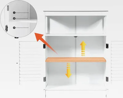 Produktbild von Badezimmerschrank, Badschrank aus Holz, freistehender Aufbewahrungsschrank mit verstellbarem Regal & 2 Türen, bis 35 kg belastbar, für Badezimmer, Wohnzimmer, Badkommode (Weiß)