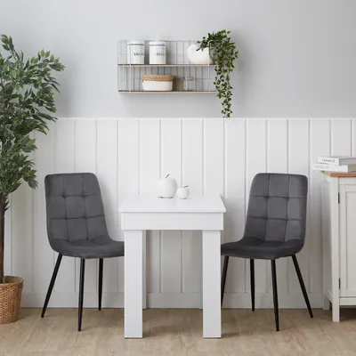 Produktbild von Homestyle4u 2760, Essgruppe mit 2 Stühlen Weiß Esstisch 90x60 Esszimmergruppe
