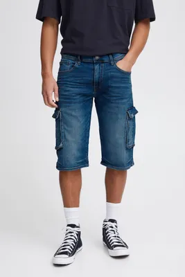 Produktbild von Blend He BHDenim Herren Cargoshorts Shorts kurze Hose mit Eingrifftaschen Baumwollmischung Gürtelschlaufen Cargotaschen leicht ealstisch Regular fit