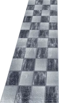 Produktbild von Teppich Läufer Wohnzimmer Grau 80x250 Kariertes Design aus Polypropylen