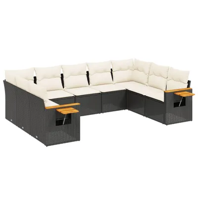 Immagine prodotto di vidaXL Set di divani da giardino da 9 pezzi con cuscini in polirattan nero