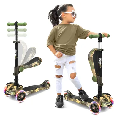 Produktbild von Hurtle 3-Rad-Kinderroller mit Klappsitz und LED-Rädern, ab 2 Jahre
