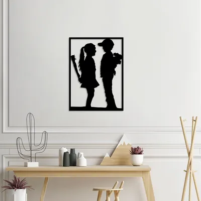 Obrázok produktu pre Wallity, Banksy- TNL2295, Čierna, Ostatné bytové dekorácie, 69 x 51 cm, 100% kov (Hrúbka: 1