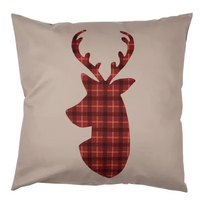 Produktbild von Clayre & Eef Kissenbezug 45x45 cm Rot Braun Polyester Hirsch