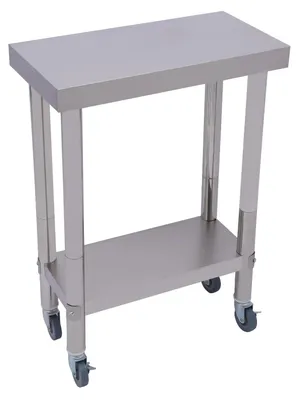 Immagine prodotto di Tavolo da lavoro da cucina in acciaio inossidabile - Tavolo di preparazione - Portata 300 kg - 2 ripiani - Per carichi pesanti, uso professionale - Da montare - Argento