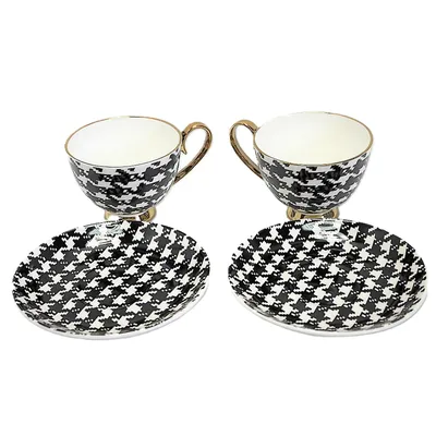 Image de Tasses à espresso 2+2 Pepite Or Accents Porcelaine Reine Isabel