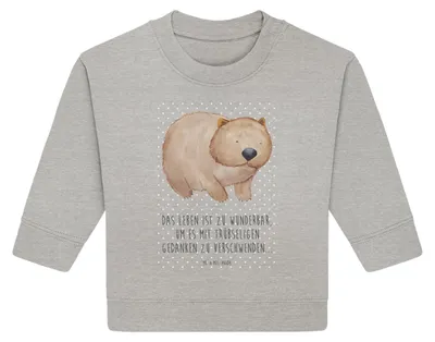 Produktbild von Mr. & Mrs. Panda Organic Baby Pullover Wombat 12. - 18. Monat - Heather Grey - Geschenk, Australien, Lustige Sprüche, Spruch, Bullover, Motivation, Das Leben Ist schön