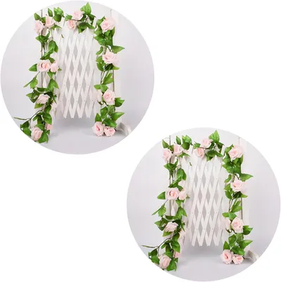 Imagen del producto de Guirnaldas de rosas artificiales, 2 unidades, grandes, de color rosa, para decoración de bodas