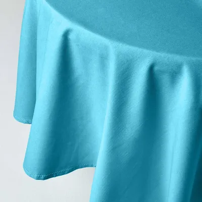 Image de HOMESCAPES Nappe bleu clair ronde 178 cm, 100% coton