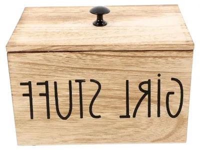 Produktbild von Holz Aufbewahrungsbox mit Deckel für Damenhygieneartikel – Multifunktionaler Organizer für das Badezimmer