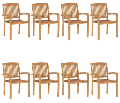 Productafbeelding van vidaXL Stapelbare tuinstoelen met kussens, 8 stuks, massief teakhout
