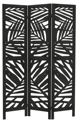 Immagine prodotto di ML-Design, paravento divisorio per ambienti, composto da 3 elementi, modello Kyoto, colore nero, dimensioni 170x121 cm, realizzato in legno, divisorio pieghevole per interni, autoportante, composto da 3 pannelli, parete divisoria