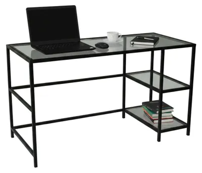 Produktbild von Schreibtisch Dkarlsso, Mehrzweckschreibtisch, Bürotisch für PC, Eckschreibtisch, 130x60h75 cm, Schwarz