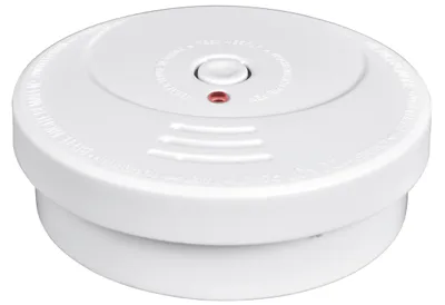 A white smoke detector is shown against a white background.