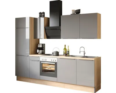 Produktbild von Optifit Küchenzeile ohne Geräte Linus984 270 cm anthrazit glänzend zerlegt Variante reversibel KCLI 2708OE-8+