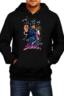 Obrázok produktu pre Pánska Mikina S Kapucňou Japan Manga Comics Anime Jojo'S Anime manga Bizarre Adventure Jotaro Kujo Var-004 Jotaro Kujo, Man 2XL / čierna