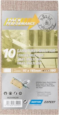 Image de Lot de 10 patins abrasifs NORTON, 93x185 mm, grains 180