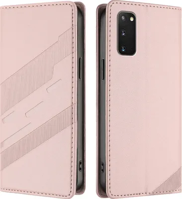 Produktbild von Hülle für Samsung Galaxy S20, Kunstleder Brieftaschen Handyhülle mit Kartenfach und Standfunktion Pink
