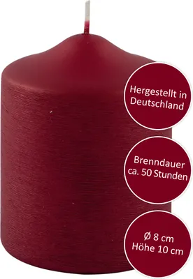Produktbild von Fink CANDLE, gebürstet metallic Stumpenkerze, Paraffin, rot, L. 8 cm, B. 8 cm, H. 10 cm, D. 8 cm 123178