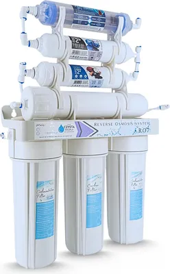 Produktbild von Ari RO7 Umkehrosmoseanlage 7 Stufen, 75 GPD, 12 L Tank, Mineralisierung & Biokeramik, Wasserfilter Küche inkl. Doppelhahn & QC-Anschlüssen